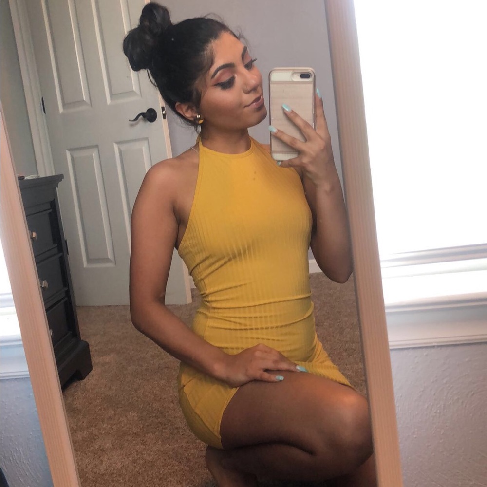 SOLD Yellow haltered sundress